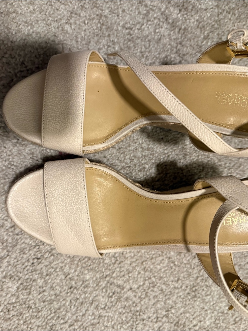 Michael Kors Cream Leather Ankle-Strap Sandals